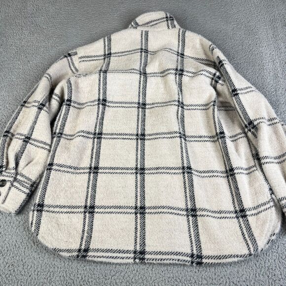 Z Supply Tucker Jacket Womens M Beige Black Windowpane Shacket Button Oversized - Picture 9 of 13